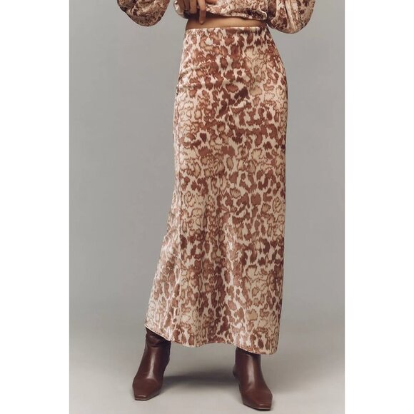 Anthropologie The Tilda Maxi Slip Skirt: Animal Print Velvet Edition XL - Picture 1 of 3